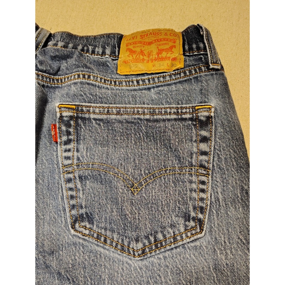 Levis 505 Regular Fit Jeans Mens 34x30 Medium Wash Blue Denim 00505-1989 S - Picture 7 of 8